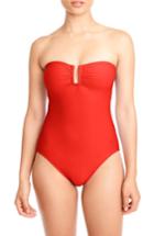 Women's J.crew U-front Bandeau One-piece Swimsuit - Red