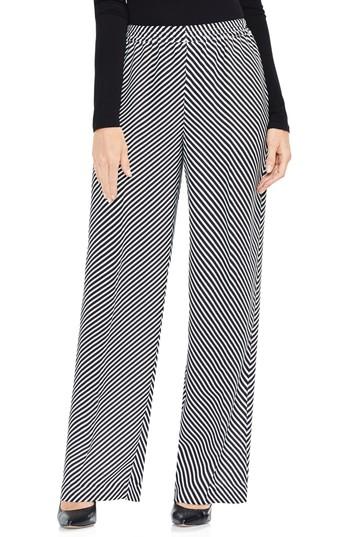 Women's Vince Camuto Diagonal Stripe Wide Leg Pants, Size - Black