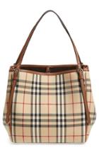 Burberry 'small Canter' Horseferry Check & Leather Tote - Brown