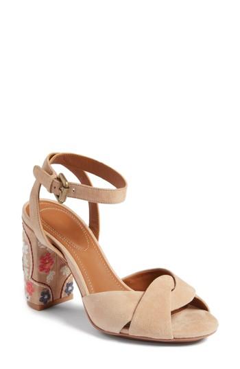 Women's See By Chloe Gayla Embroidered Block Heel Sandal .5us / 39.5eu - Beige