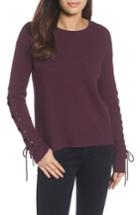 Women's Halogen Lace-up Sleeve Sweater - Burgundy