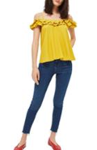 Women's Topshop Florence Off The Shoulder Top Us (fits Like 0) - Yellow