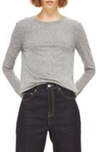 Women's Topshop Long Sleeve Marl Tee Us (fits Like 0) - Grey