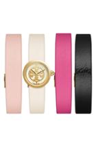 Women's Tory Burch 'reva' Leather Strap Watch Set, 20mm