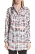 Women's Burberry Sirena Scribble Check Silk Shirt Us / 34 It - Red