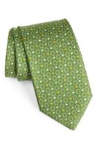 Men's Salvatore Ferragamo Gancini & Flag Print Silk Tie, Size - Green