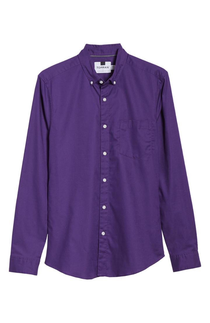 Men's Topman Classic Fit Oxford Shirt - Purple