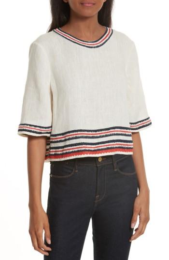 Women's Tory Burch Florentina Embroidered Linen Top