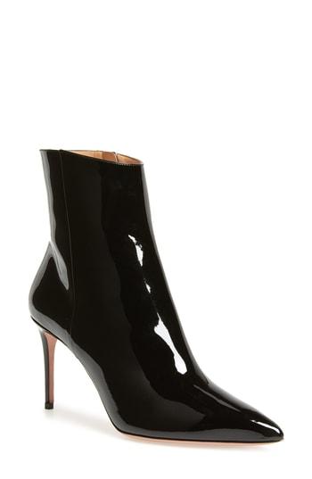 Women's Aquazzura Alma Pointy Toe Bootie Us / 35eu - Black