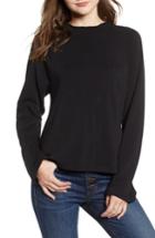 Women's Bp. Lettuce Hem Fleece Pullover, Size - Black