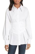 Women's Tibi Satin Poplin Corset Shirt - White