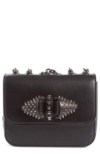 Christian Louboutin 'mini Sweet Charity' Spiked Calfskin Shoulder/crossbody Bag - Black