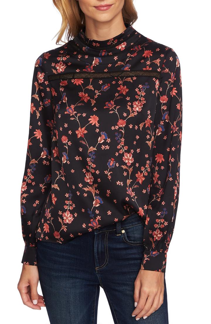 Women's Cece Bohemian Garden Crochet Detail Blouse, Size - Black