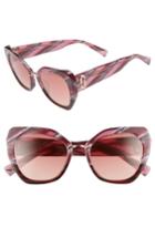 Women's Marc Jacobs 53mm Cat Eye Sunglasses - Striped Brown/ Pink