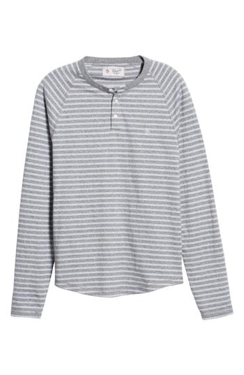 Men's Original Penguin Striped Long Sleeve Henley - Grey