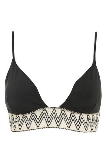 Women's Topshop Zigzag Trim Triangle Bikini Top Us (fits Like 0) - Black