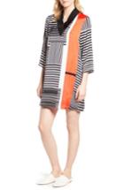 Women's Kenneth Cole New York Mix Stripe V-neck Shift Dress - Orange