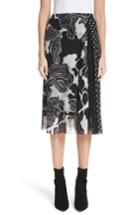 Women's Fuzzi Floral & Polka Dot Print Tulle Skirt - Black