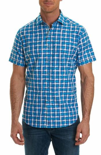 Men's Robert Graham Tangier Classic Fit Print Sport Shirt - Blue/green