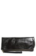 Hobo Raine Calfskin Leather Foldover Clutch - Black