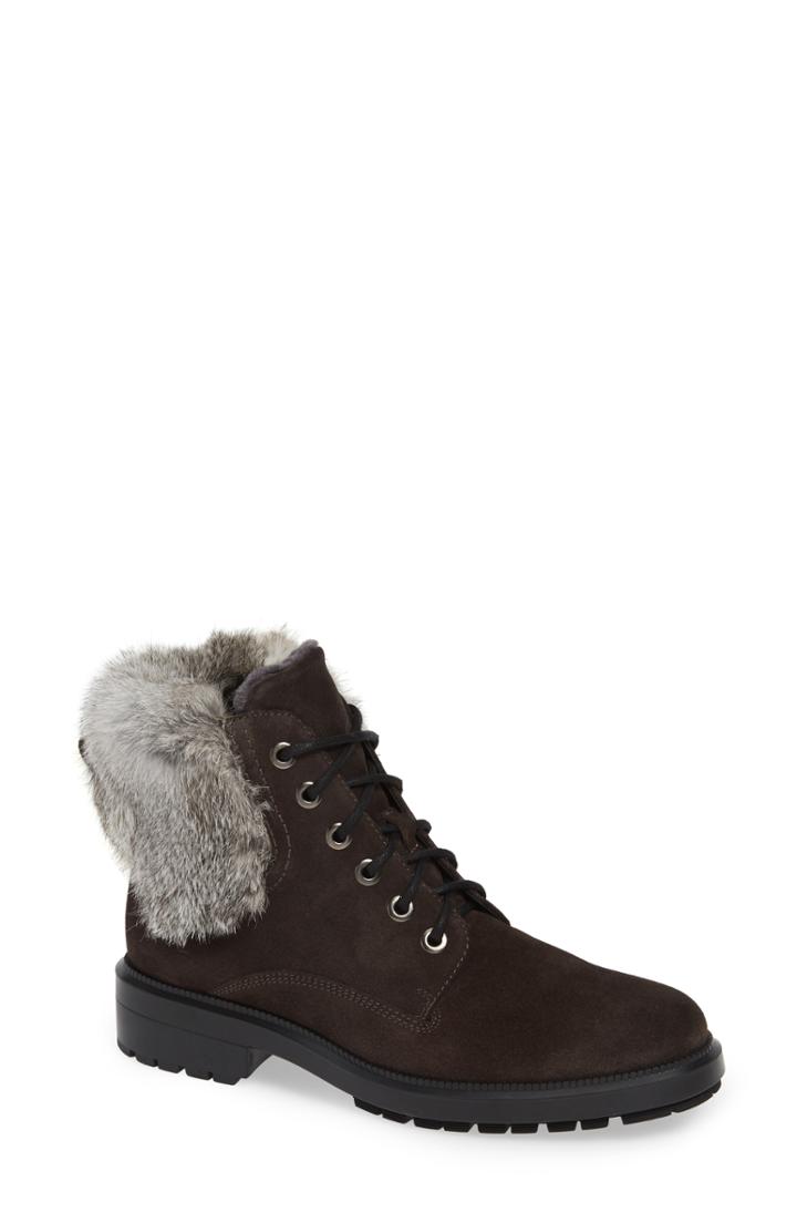 Women's Aquatalia Lacy Genuine Shearling Lined Boot With Genuine Rabbit Fur Trim M - Grey