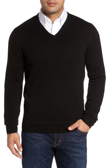 Men's Monte Rosso V-neck Cashmere Sweater, Size - Black