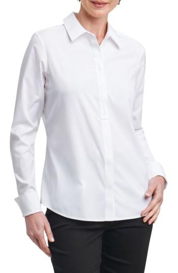 Women's Foxcroft Elise Non-iron Stretch Cotton Shirt - White