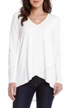 Women's Karen Kane Asymmetrical Hem Faux Wrap Top - White