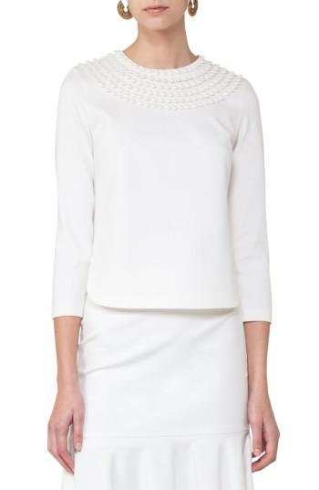 Women's Akris Punto Pom Embellished Jersey Top - White