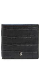 Men's Alexander Mcqueen Croc Embossed Leather Bifold Wallet - Black