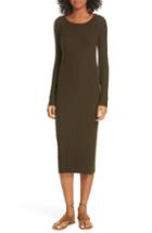 Women's Vince Mixed Rib Stitch Midi Sweater Dress - Green