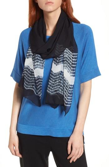 Women's Eileen Fisher Printed Silk Scarf, Size - Black