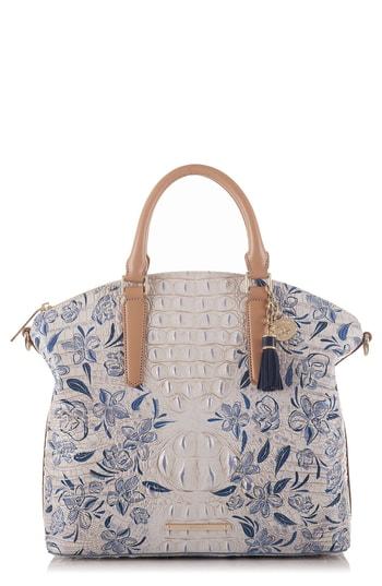 Brahmin Large Duxbury Floral Print Leather Satchel - Blue