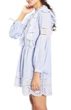 Women's Topshop Ruffle Cutwork Stripe Dress Us (fits Like 0) - Blue