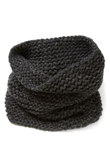Women's Lafayette 148 New York Hand Knit Metallic Cashmere Tube Scarf, Size - Black