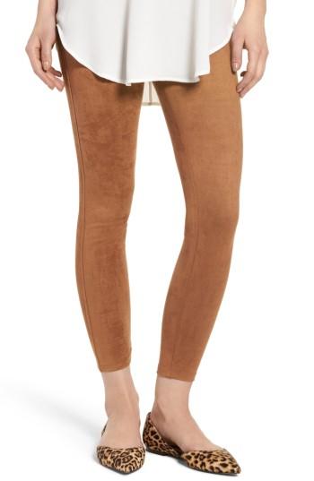 Women's David Lerner Elliot High Waist Crop Faux Suede Leggings - Beige