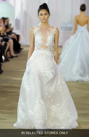 Women's Ines Di Santo Illusion Bodice Silk A-line Gown, Size In Store Only - Ivory