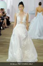 Women's Ines Di Santo Illusion Bodice Silk A-line Gown, Size In Store Only - Ivory