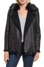 Women's Nvlt Faux Suede Moto Jacket With Faux Fur Collar