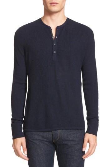 Men's Rag & Bone Giles Merino Henley, Size - Blue