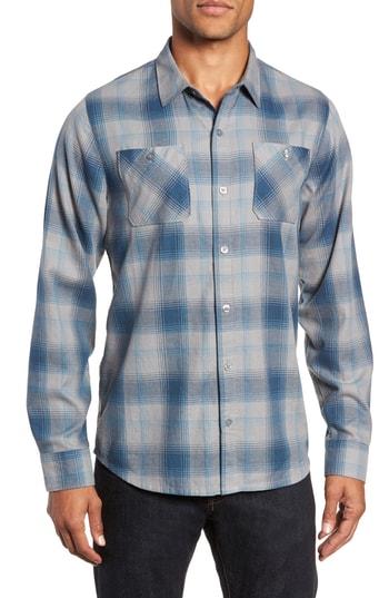 Men's Travis Mathew Insider Regular Fit Plaid Flannel Sport Shirt - Blue
