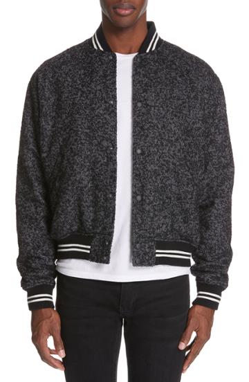 Men's John Elliott X Nordstrom Herringbone Baseball Jacket - White