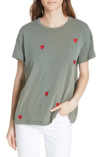 Women's The Great. The Embroidered Boxy Crew Tee - Red