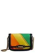 Burberry Rainbow Stripe Link Flap Leather Crossbody Bag - Black
