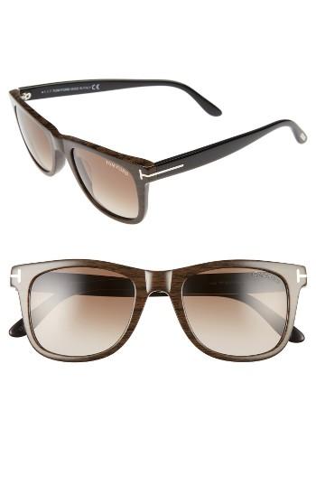 Women's Tom Ford Leo 52mm Special Fit Sunglasses - Brown Wood/ Gradient Roviex