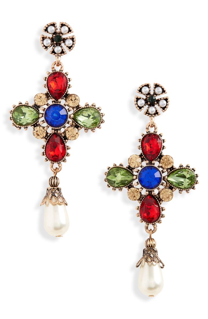 Women's Shashi Gloria Imitation Pearl & Crystal Drop Earrings