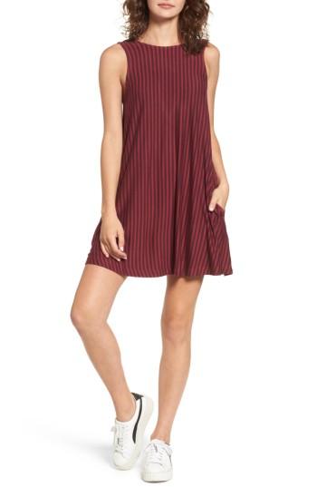 Women's Rvca Tempted Stripe Dress - Burgundy