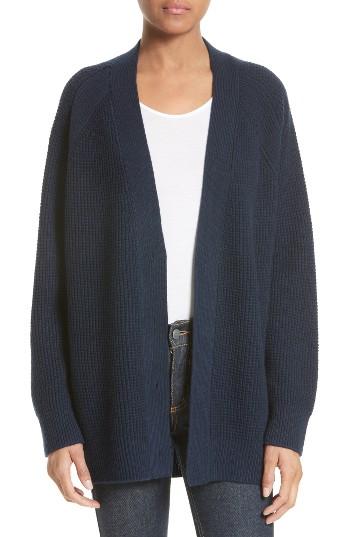 Women's Vince Waffle Stitch Boyfriend Cardigan - Blue