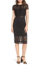 Women's Lost Ink Lace Body-con Dress, Size - Black