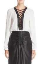 Women's Altuzarra Yuba Leather Trim Lace-up Top